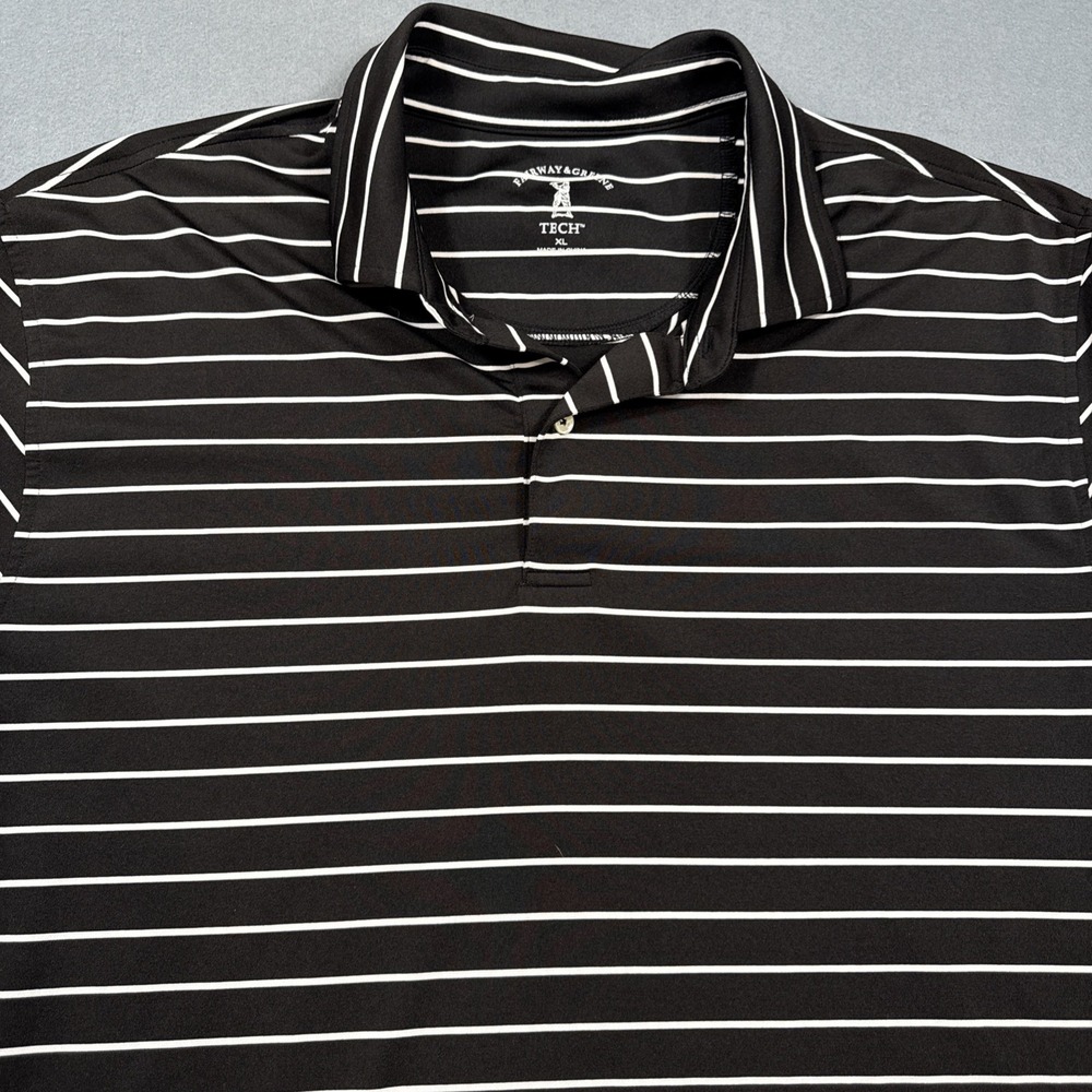 Fairway & Greene Polo TECH  Shirt Mens XL BLACK STRIPE  Performance Golf